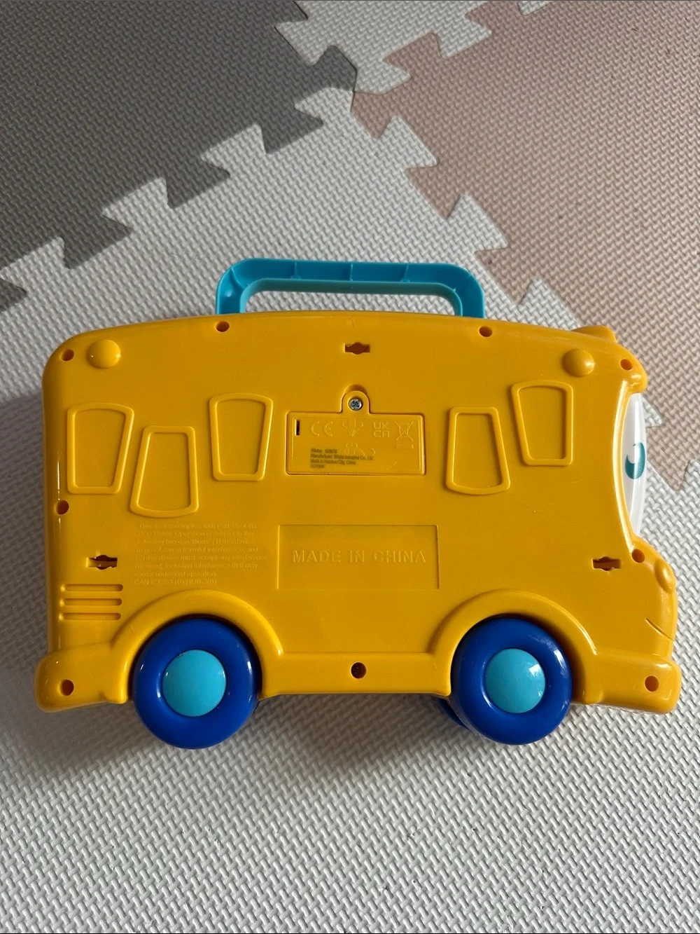 Yellow Musical Bus Toy with Blue Wheels - Educational Kids Toy